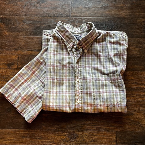 Multicolor Plaid Lands’ End Button-down Short Sleeve Shirt XL - Picture 2 of 5